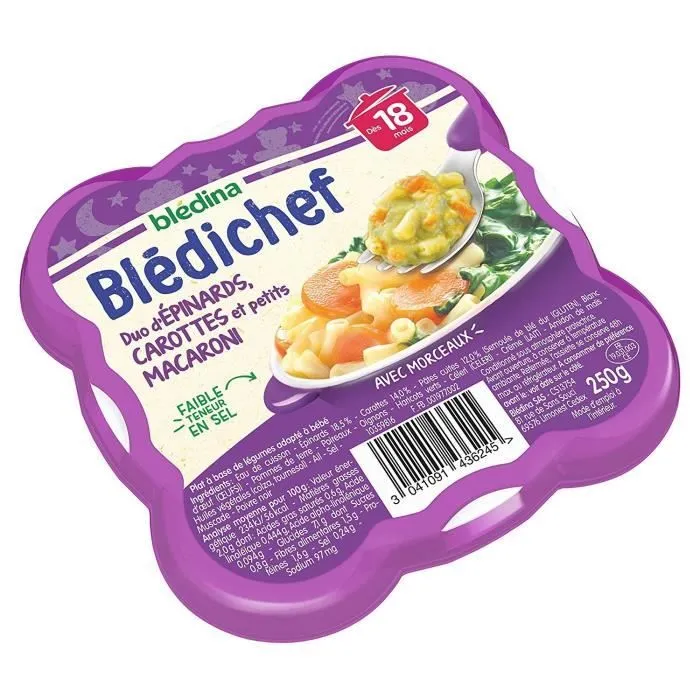 BLEDICHEF Epinards carottes et macaronis 250g-1