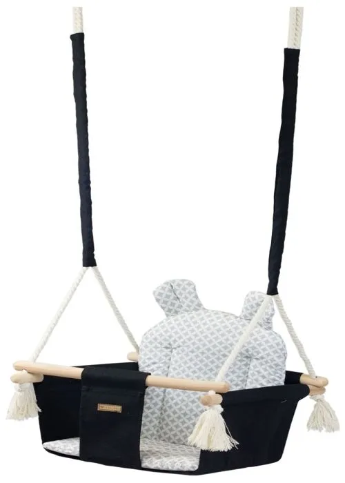 Balançoire en bois - Confortable - 10 mois et plus - Coton - Décorative - 20 kg max-0