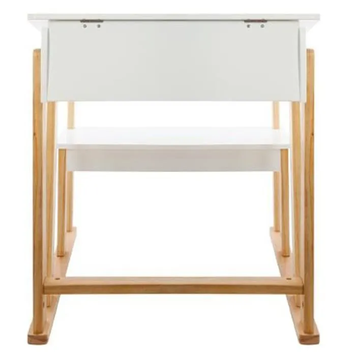 Bureau enfant pupitre en pin et MDF coloris blanc-naturel - Dim : L.58 x l.79 x H.63,5 cm-1
