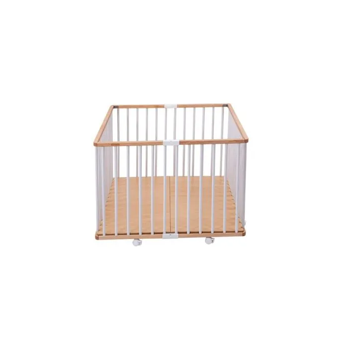 Parc bébé en bois pliant Gaby bicolore blanc - Combelle - 92x88x67 cm-2