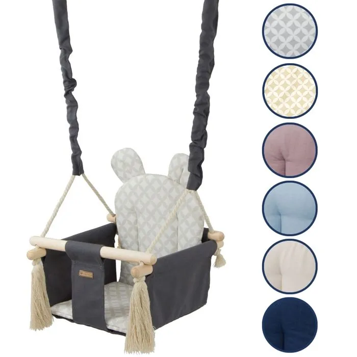 Balançoire bascule confortable pour enfants en bois coton terrasse jardin maison6-1