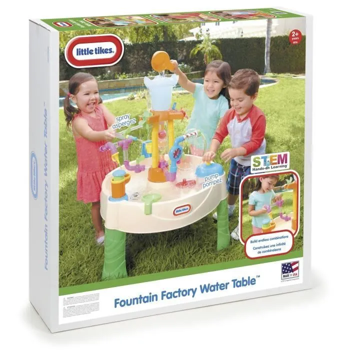 Table d'eau fontaine Little Tikes - Usine à Fontaines - PVC - 75x75x95cm - Garçon et Fille - 24 mois+-8