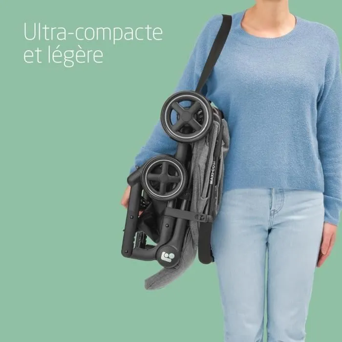 MAXI-COSI Poussette canne ultra compacte Lara 2, de la naissance à 4 ans, jusqu'à 22kg, pliage facile, Select Grey-2