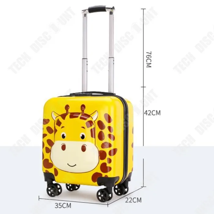 TD® Valise de chariot pour enfants 18 pouces valise d'embarquement valise de dessin animé 3D roue universelle étanche antivol bagage-1