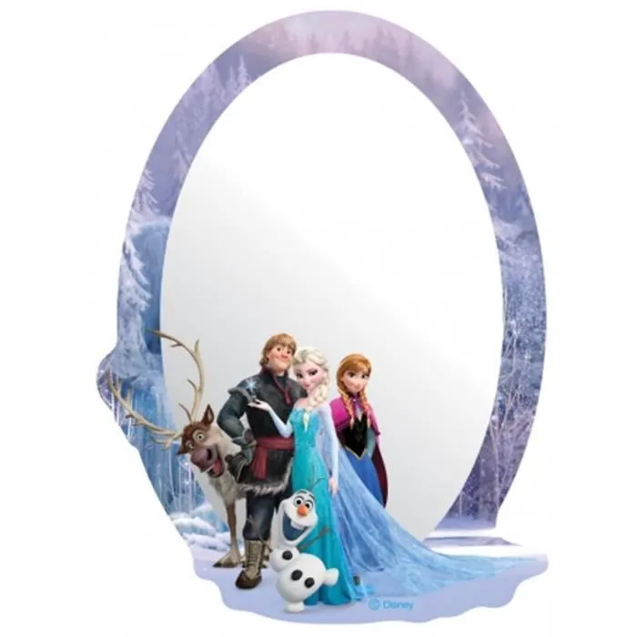 Miroir - Disney - La Reine des Neiges - 21.5 x 15 cm - Bleu ciel - Fixations adhésives incluses-0