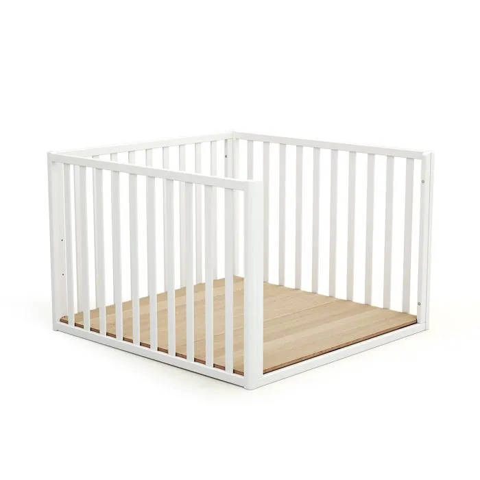 AT4 -  Parc bébé évolutif CONFORT en bois  Blanc - 100x100-1