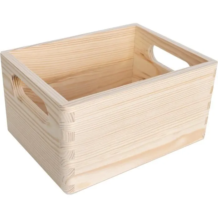 Boîte de rangement - Creative Deco - Lot de 3 - Bois de pin - 19,5 x 15 x 10 cm - Beige-0