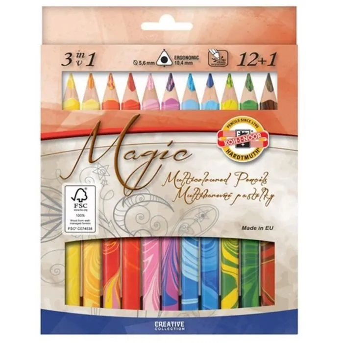 Crayons de couleur Magic - KOH I NOOR - Etui de 13 - Multicolore - 7 ans et plus - Crayons magiques-0