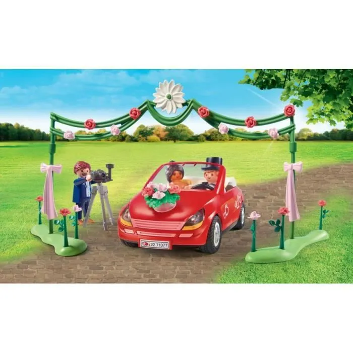 PLAYMOBIL 71077 Couple de mariés avec photographe et voiture, City Life, Evénement Mariage, Dès 4 ans-3