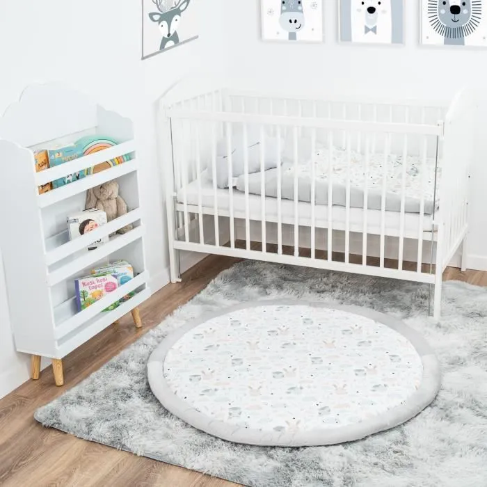 Coussin de sol enfants à volants 100 cm - TOTSY BABY - Hiboux - Coton - Pour bébé - Obligatoire - Gris-3