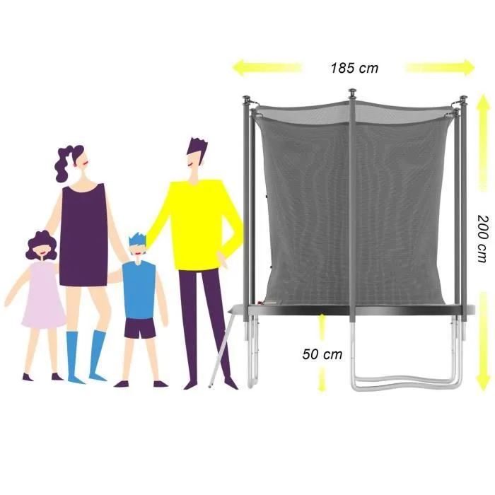 Trampoline de jardin ø185 cm- 6FT- Filet intérieur Noir-1