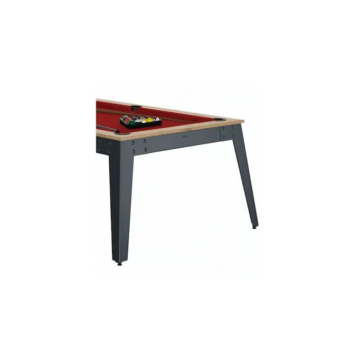 René Pierre Billard Steel Chene Sable Pieds Gris Drap Rouge - Référence : 2366-1