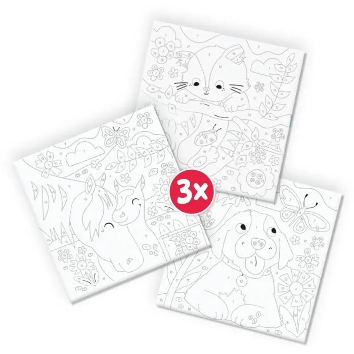 Peinture au numéro sur toile - 3 animaux de compagnie - SES CREATIVE-1