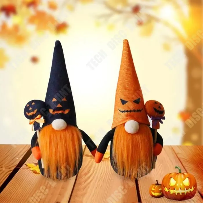TD® 2 ornements de poupée citrouille sans visage, fournitures décoratives d'halloween, poupée naine, décorations de maison hantée-1