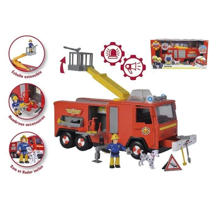 Camion Jupiter Sam le Pompier - Figurines Sam et Radar Incluses - Fonctions Sonores et Lumineuses-2
