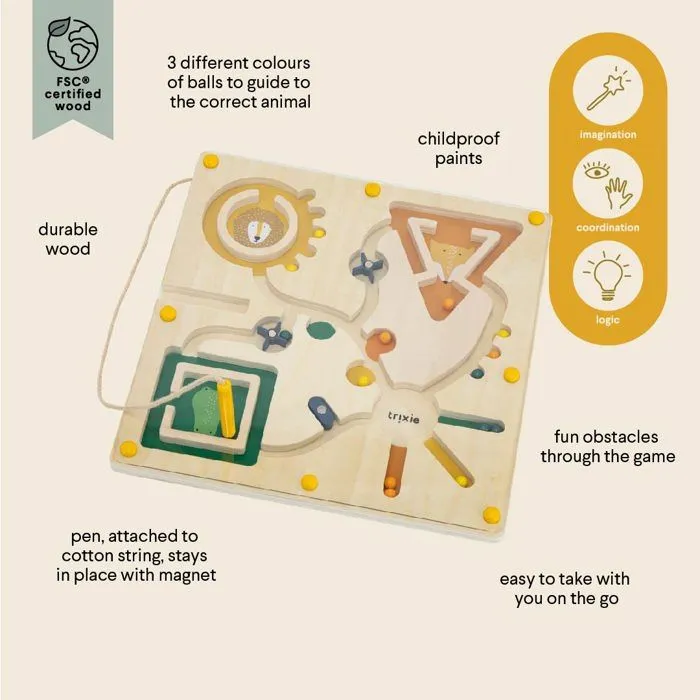 Labyrinthe magnétique de billes en bois FSC - Jouet enfant - Trixie-1