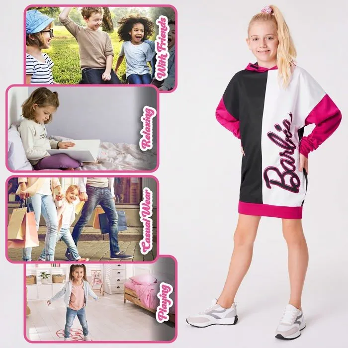 Sweat-shirt Barbie Robe Pull Fille - Sweat Oversize Enfant Fille-3