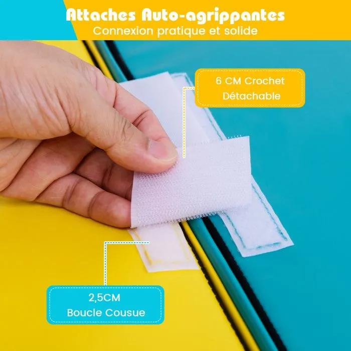 2PCS Module Motricité Bébé en Mousse COSTWAY-Bloc de Construction Housse en PU Amovible-Attache Auto-aggrippant-Jaune + Vert-4