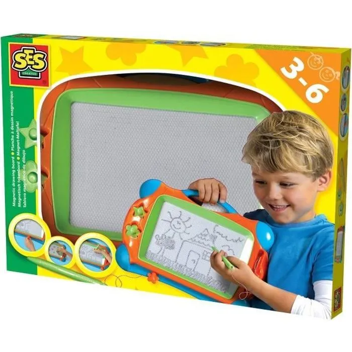 Tableau à dessin magnétique - SES CREATIVE - Ardoise magique - Portable - Effaçable - 3 ans et plus-0