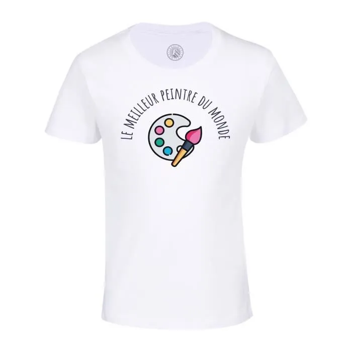T-shirt Enfant Blanc Le Meilleur Peintre du Monde Peinture Artiste Creation Tableau-0