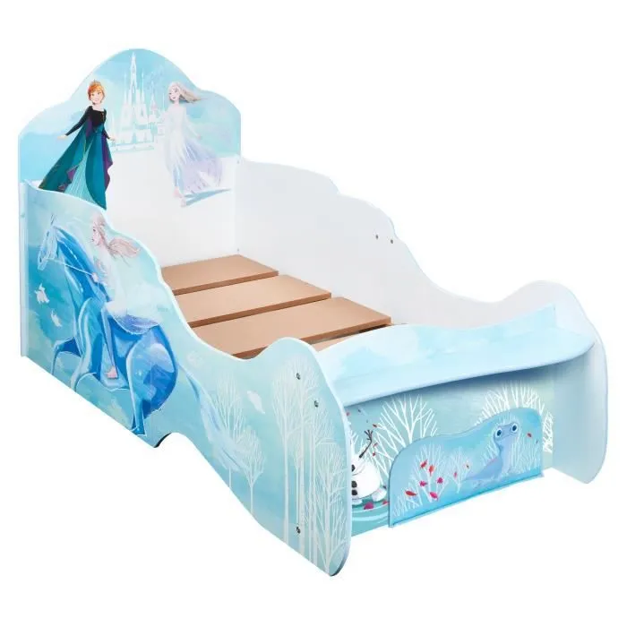 Disney La Reine des Neiges - Lit pour enfants avec étagère et tiroir de rangement sous le lit pour matelas 140cm x 70cm-5