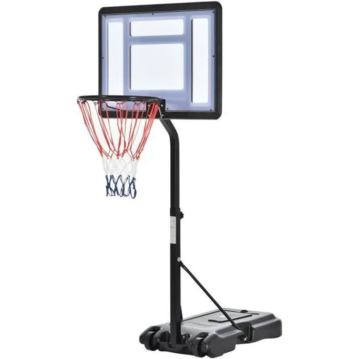 Panier de Basket-Ball sur pied pour bord de piscine poteau panneau base de lestage sur roulettes hauteur arceau réglable 1,1-1,3 m-0