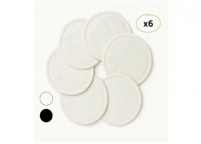 Coussinet d'allaitement lavable (lot de 6) | Double face 100 % Coton Bio et 100% Polyuréthane | Tissus Doux et Absorbant | Europe-0