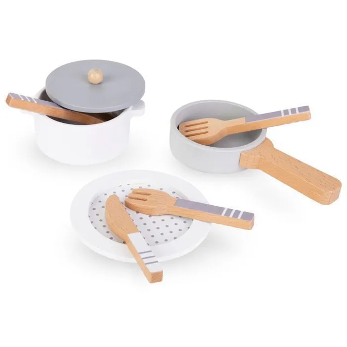 Dinette Enfant, Égouttoir Bois Mamabrum- Jouet Bois Cuisine Enfant - Ustensiles cuisine- casseroles - Assiettes- Couvercles- Couvert-2