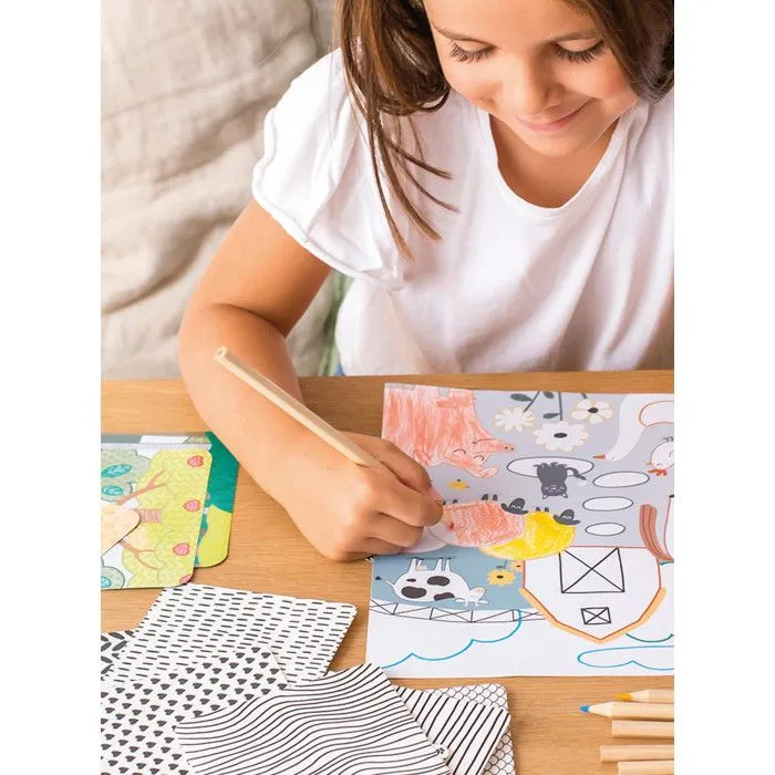 Boite Coloriage avec Textures et 11 Crayons de Couleurs-1