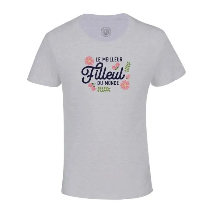T-shirt Enfant Gris Le Meilleur Filleul du Monde Famille Parrain Marraine-0