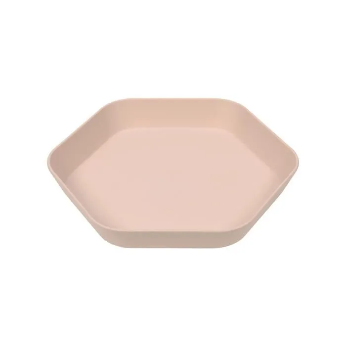 Assiette bébé Lässig Geo - rose poudré - Plastique biosourcé - Pour enfant-0