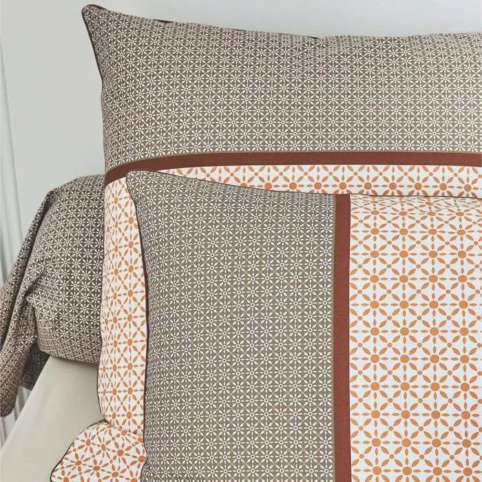 Parure de couette - Non spécifié - 140x200 cm - Beige foncé - Graphique - Percale de coton-1