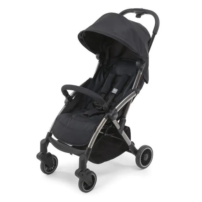 CHICCO Poussette citadine Cheerio - Dès la naissance - Jusqu'à 15kg - Pliage automatique One Touch - Jet black-0