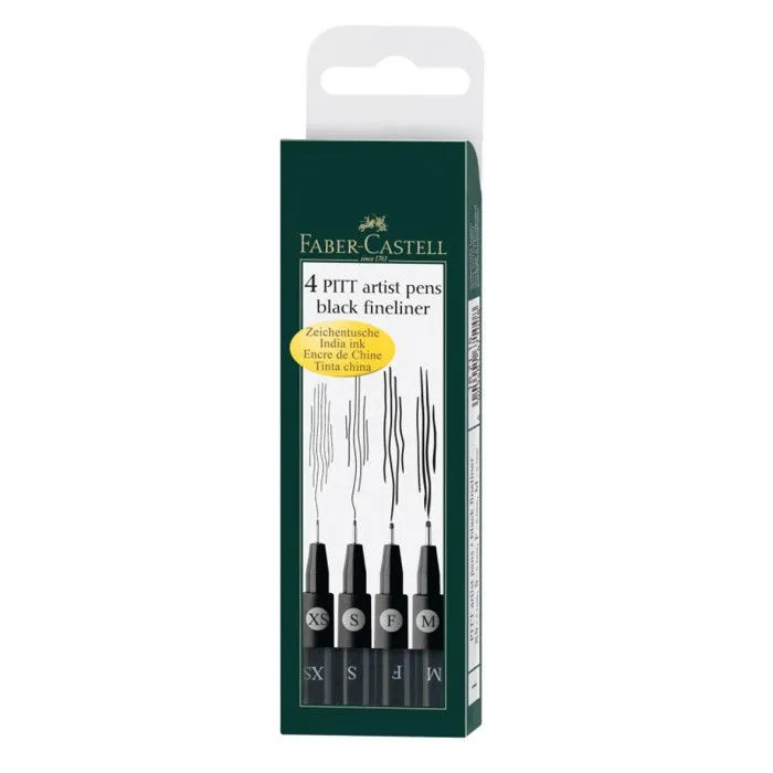 FABER-CASTELL Etui 4 Feutres Noirs Pitt-0