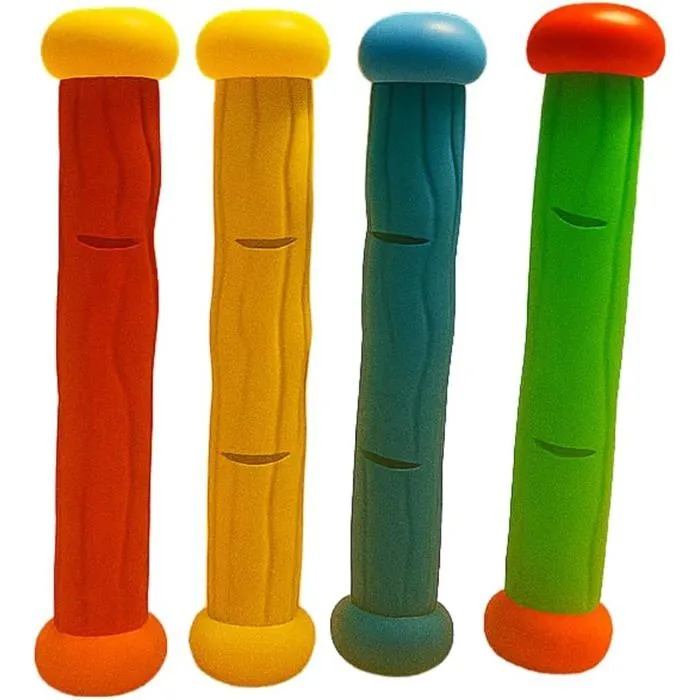 Kit de 4 Bâtons de Plongée Multicolore pour Piscine Jeu Aquatique pour Apprentissage Natation-0