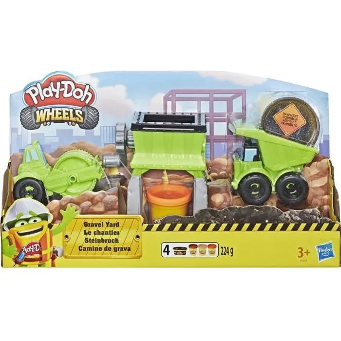 PLAY-DOH Wheels - Pâte à modeler - Le Chantier - Camion benne et rouleau compresseur-0