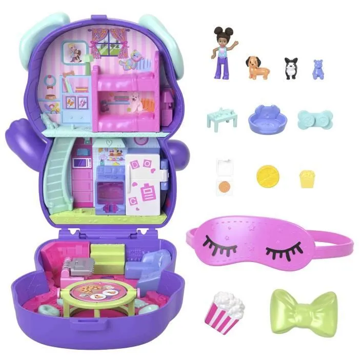 Polly Pocket-Coffret Chiot Festif soirée pyjama -Jouet De Voyage - 4 ans+- JCR38-5