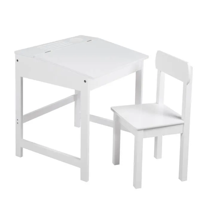 Bureau Bébé - Enfant ROBA - Blanc - Avec Chaise et Espace de Rangement-0