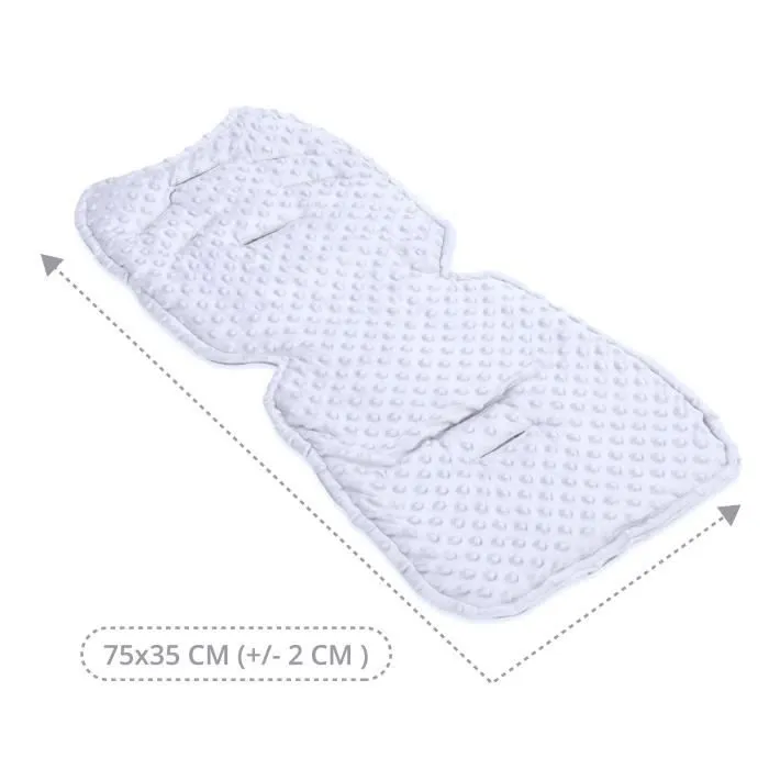 Coussin de siège coussin de poussette 75 x 35 cm - enfant universel respirant avec protection de ceinture Minky Gris-2