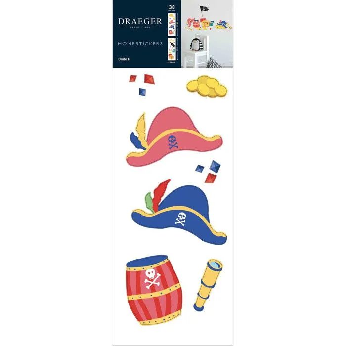 Stickers muraux Pirates et coffres forts - Draeger Paris - Pour enfant - Multicolore-0