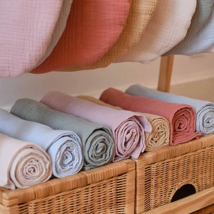 Lange en gaze de coton Jeanne 60x60 cm Gris clair-3