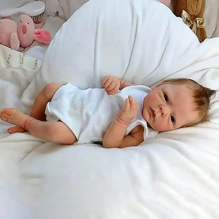 Poupée Bébé Reborn Garçon en Silicone Réaliste - Marque - Modèle - Yeux Ouvert - Pas Cher-0