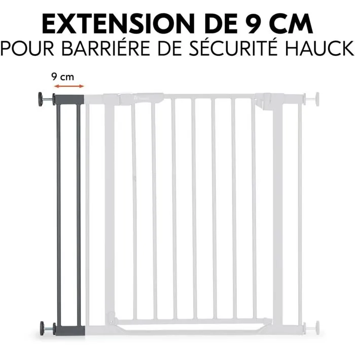 Extension Barrière de Sécurité - Hauck - 9 cm - Gris - Montage Facile-1
