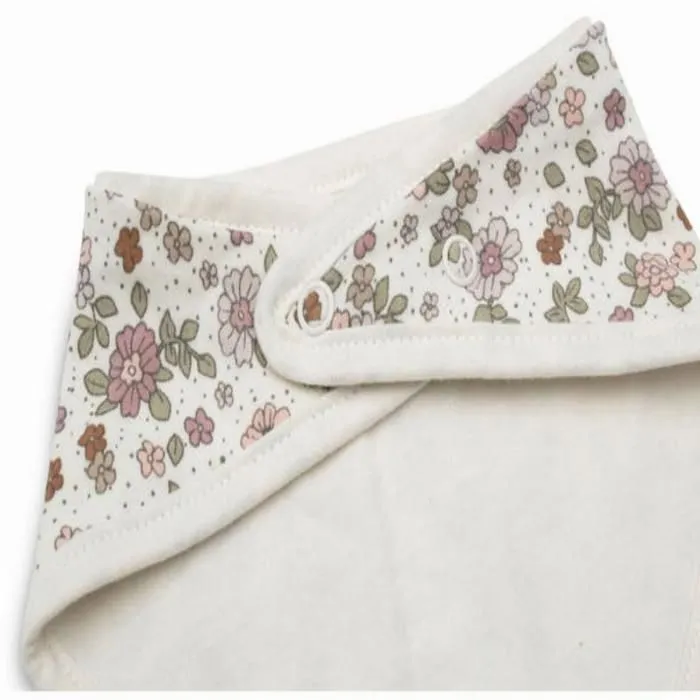 Bavoir Bandana Fleurs Retro - JOLLEIN - Mixte - 100% coton-jersey - Blanc, rose et vert-2