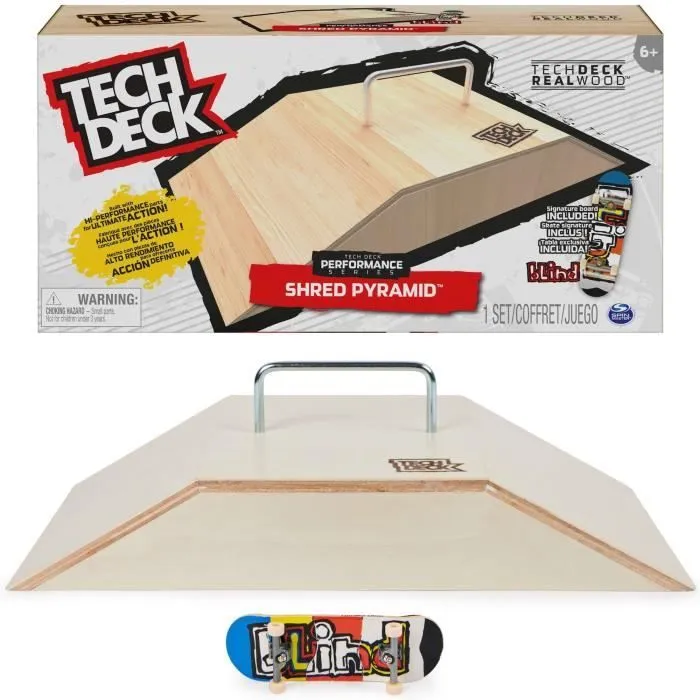 Tech Deck Shred Pyramid - SPIN MASTER - Rampe en bois pour skateboard fingerboard - Kit avec accessoires-0
