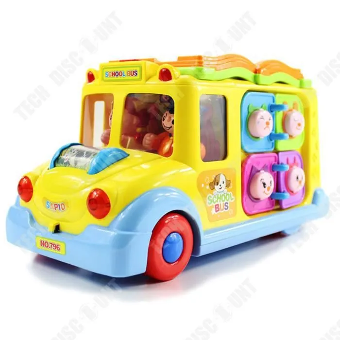 TD® Jouet d'autobus scolaire de musique électrique Version anglaise multifonctionnelle jouet de danse interactif éducatif pour enfan-0