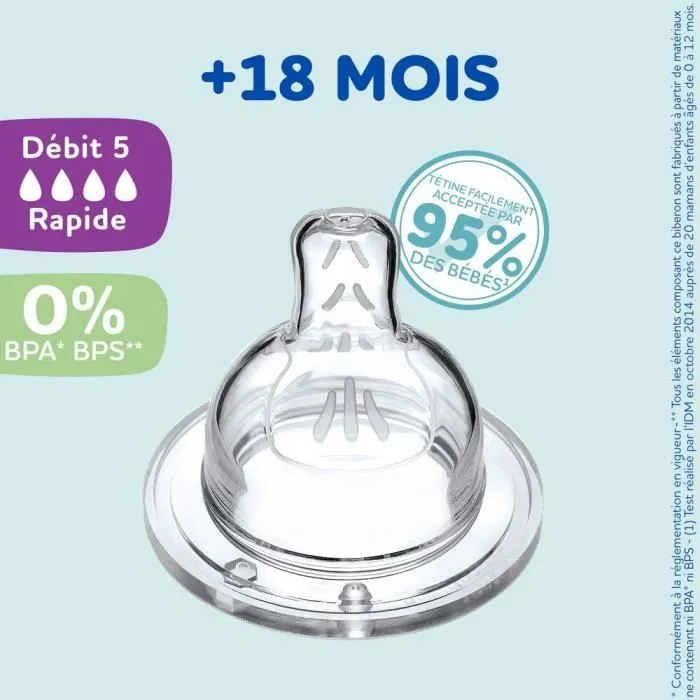 Lot de 4 tétines plates DODIE Sensation - Débit 5-3