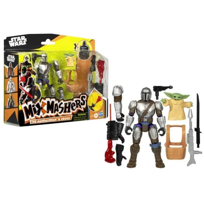 MixMashers Mandalorien et Grogu, figurine deluxe personnalisable à mélanger et combiner avec accessoires, Star Wars, Dès 4 ans-0