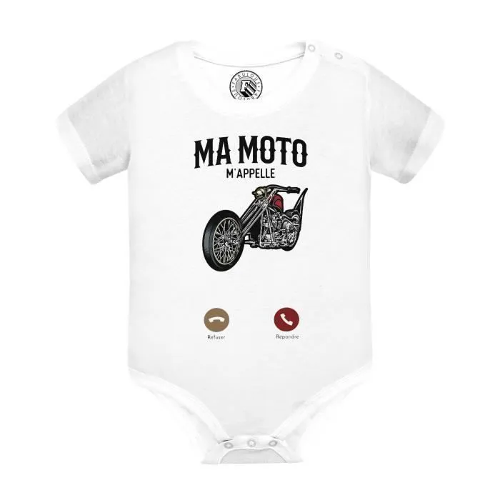 Body Bébé Manche Courte Blanc Ma Moto M'Appelle Passion Rétro Cruiser-0