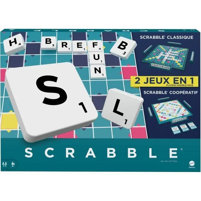 Mattel Games - Scrabble®-Jeu de société familial classique avec 2 modes de jeu HWD44-0
